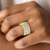 Art Deco White Sapphire Engagement Wedding Band - 925 Sterling Silver
