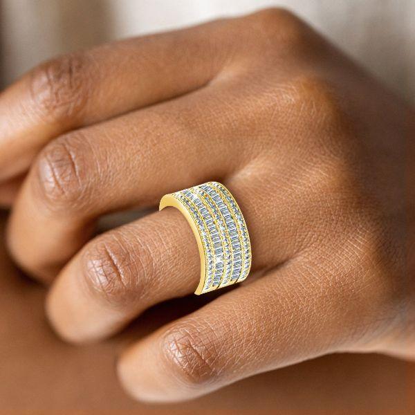 Art Deco White Sapphire Engagement Wedding Band - 925 Sterling Silver