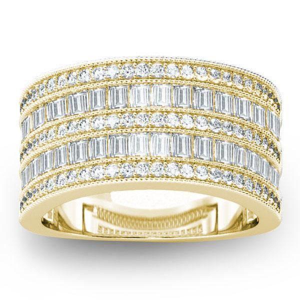 Art Deco White Sapphire Engagement Wedding Band - 925 Sterling Silver