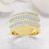 Art Deco White Sapphire Engagement Wedding Band - 925 Sterling Silver