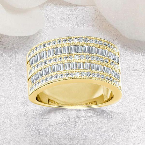 Art Deco White Sapphire Engagement Wedding Band - 925 Sterling Silver