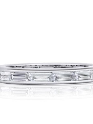 Baguette Eternity Band - Created White Sapphire, Sterling Silver Wedding Ring