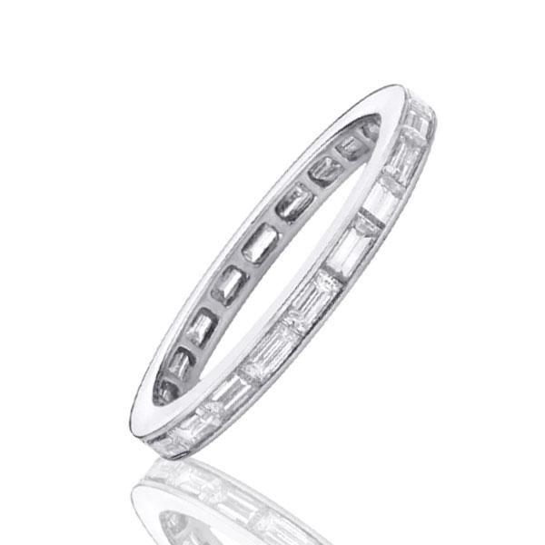 Baguette Eternity Band - Created White Sapphire, Sterling Silver Wedding Ring