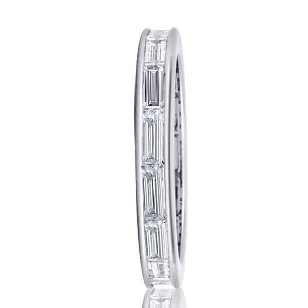 Baguette Eternity Band - Created White Sapphire, Sterling Silver Wedding Ring