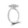 Halo Created White Sapphire Engagement Ring - 925 Sterling Silver