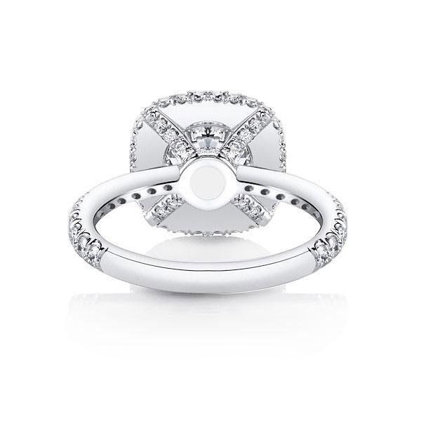 Halo Created White Sapphire Engagement Ring - 925 Sterling Silver