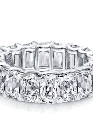 Cushion Cut U Prong Eternity Wedding Band in 925 Sterling Silver
