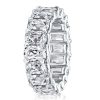 Cushion Cut U Prong Eternity Wedding Band in 925 Sterling Silver
