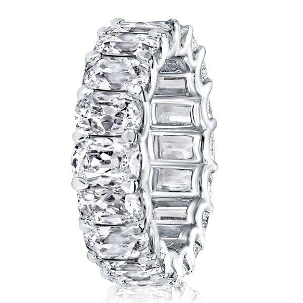 Cushion Cut U Prong Eternity Wedding Band in 925 Sterling Silver