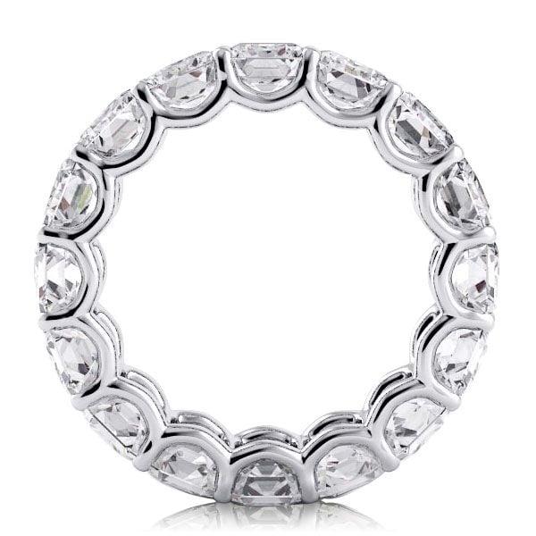 Cushion Cut U Prong Eternity Wedding Band in 925 Sterling Silver