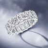 Cushion Cut U Prong Eternity Wedding Band in 925 Sterling Silver