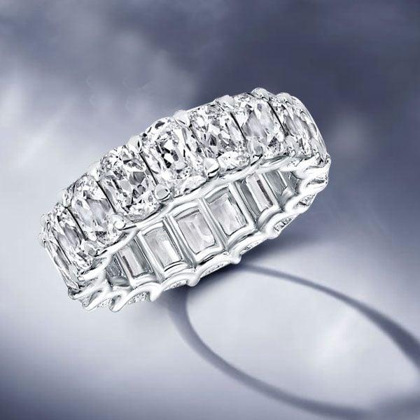 Cushion Cut U Prong Eternity Wedding Band in 925 Sterling Silver