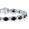 Black Oval Stone Bracelet for Women in 925 Sterling Silver with Rhodium Finish
