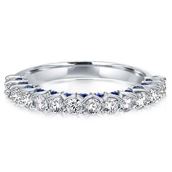 Hidden Sapphire Half Eternity Wedding Band - Sterling Silver, 1.75 CT. TW.
