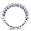 Hidden Sapphire Half Eternity Wedding Band - Sterling Silver, 1.75 CT. TW.