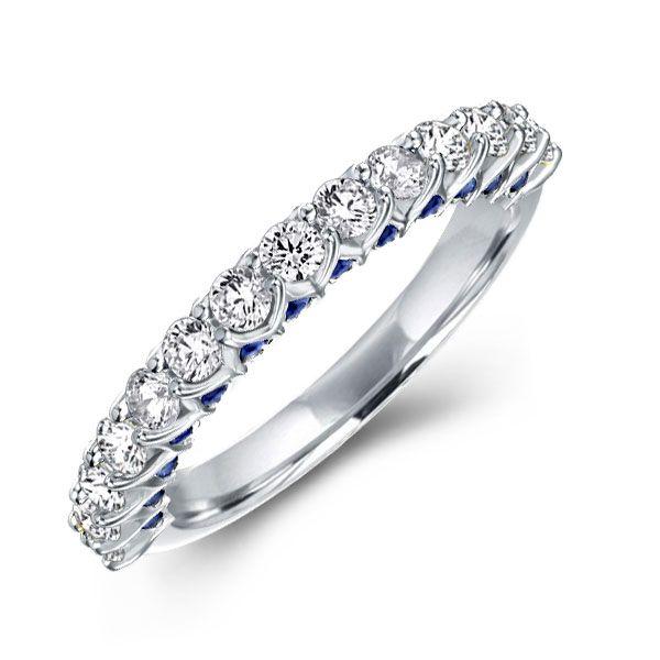 Hidden Sapphire Half Eternity Wedding Band - Sterling Silver, 1.75 CT. TW.
