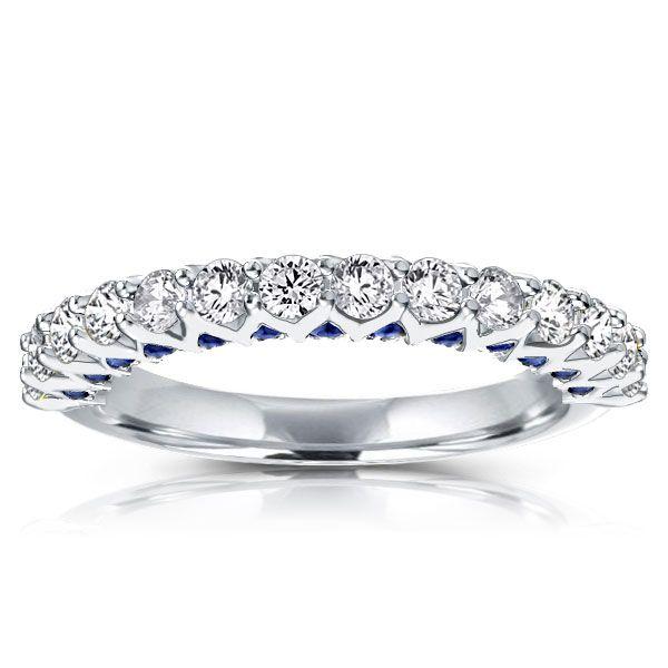 Hidden Sapphire Half Eternity Wedding Band - Sterling Silver, 1.75 CT. TW.