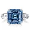 Asscher Cut Three Stone Engagement Ring - 925 Sterling Silver