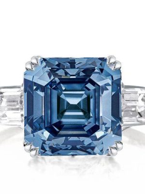 Asscher Cut Three Stone Engagement Ring - 925 Sterling Silver