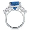 Asscher Cut Three Stone Engagement Ring - 925 Sterling Silver