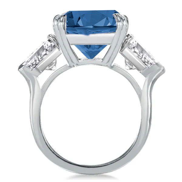 Asscher Cut Three Stone Engagement Ring - 925 Sterling Silver
