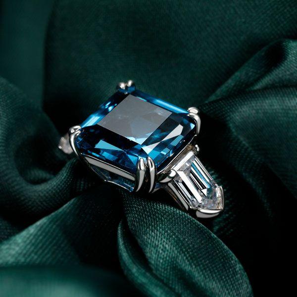 Asscher Cut Three Stone Engagement Ring - 925 Sterling Silver