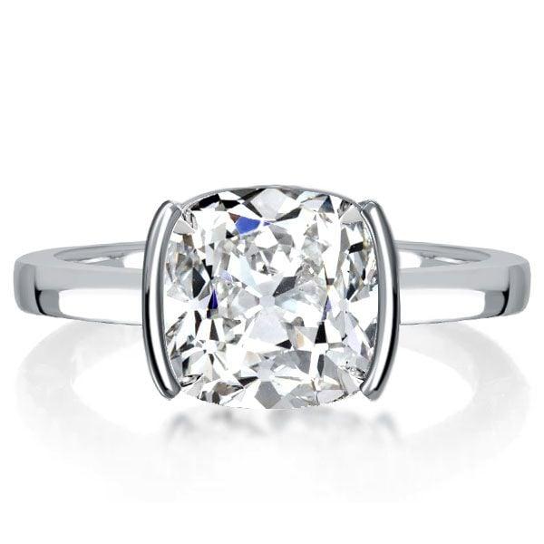 4.00 CT. Cushion Cut Solitaire Engagement Ring in Sterling Silver with Half-Bezel Setting