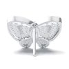 Sterling Silver Butterfly Stud Earrings with White & Blue Sapphire for Women