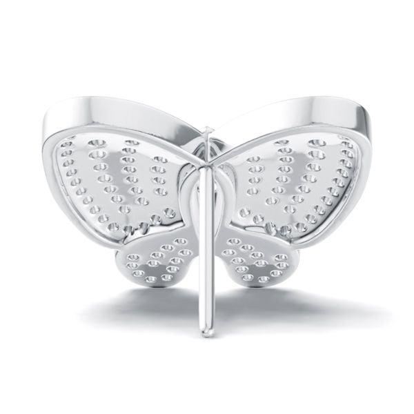 Sterling Silver Butterfly Stud Earrings with White & Blue Sapphire for Women