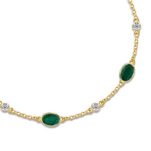 Emerald Green Oval Cut Chain Bracelet for Women - 18K Gold Plated Sterling Silver