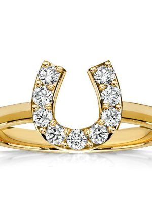 Golden Horseshoe Engagement Ring - Round Cut 0.27 CT. TW. in 18K Gold Plated Sterling Silver