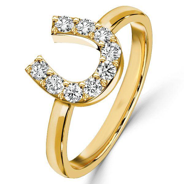 Golden Horseshoe Engagement Ring - Round Cut 0.27 CT. TW. in 18K Gold Plated Sterling Silver