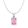 Emerald Cut Pink Stone Pendant Necklace for Women in 925 Sterling Silver