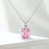 Emerald Cut Pink Stone Pendant Necklace for Women in 925 Sterling Silver