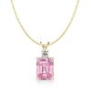 Emerald Cut Pink Stone Pendant Necklace for Women in 925 Sterling Silver