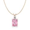 Emerald Cut Pink Stone Pendant Necklace for Women in 925 Sterling Silver