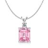 Emerald Cut Pink Stone Pendant Necklace for Women in 925 Sterling Silver