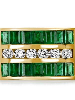 1.68 CTW Emerald Half Eternity Band Ring in 18K Gold Plated Sterling Silver