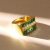 1.68 CTW Emerald Half Eternity Band Ring in 18K Gold Plated Sterling Silver