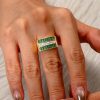 1.68 CTW Emerald Half Eternity Band Ring in 18K Gold Plated Sterling Silver