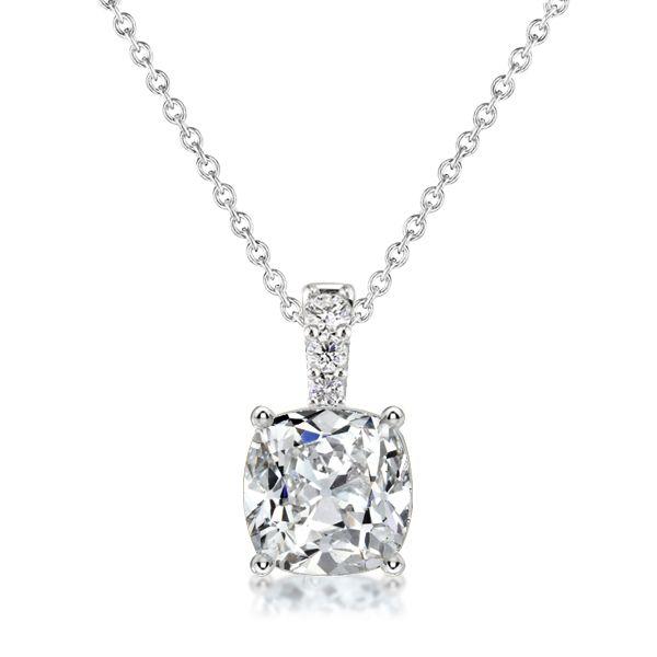 Cushion Cut White Sapphire Pendant Necklace for Women - Sterling Silver