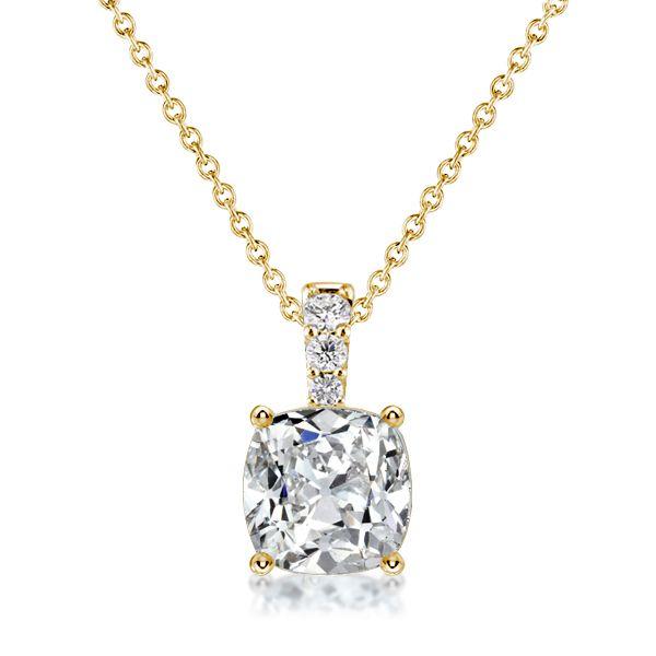 Cushion Cut White Sapphire Pendant Necklace for Women - Sterling Silver