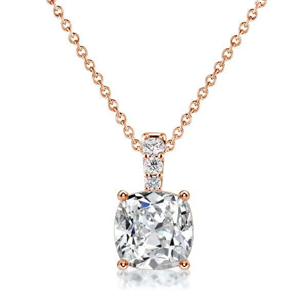 Cushion Cut White Sapphire Pendant Necklace for Women - Sterling Silver