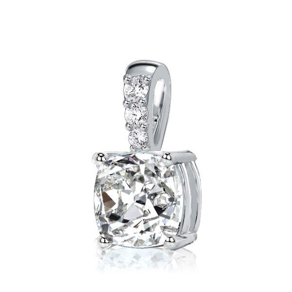 Cushion Cut White Sapphire Pendant Necklace for Women - Sterling Silver