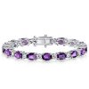 Amethyst Bracelet - 925 Sterling Silver - Round & Oval Cut - Wedding Jewelry