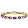 Amethyst Bracelet - 925 Sterling Silver - Round & Oval Cut - Wedding Jewelry