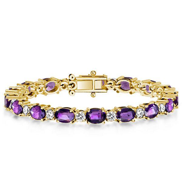 Amethyst Bracelet - 925 Sterling Silver - Round & Oval Cut - Wedding Jewelry