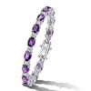 Amethyst Bracelet - 925 Sterling Silver - Round & Oval Cut - Wedding Jewelry