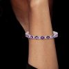 Amethyst Bracelet - 925 Sterling Silver - Round & Oval Cut - Wedding Jewelry