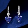 Blue Sapphire Heart & Pear Drop Earrings for Women - Sterling Silver